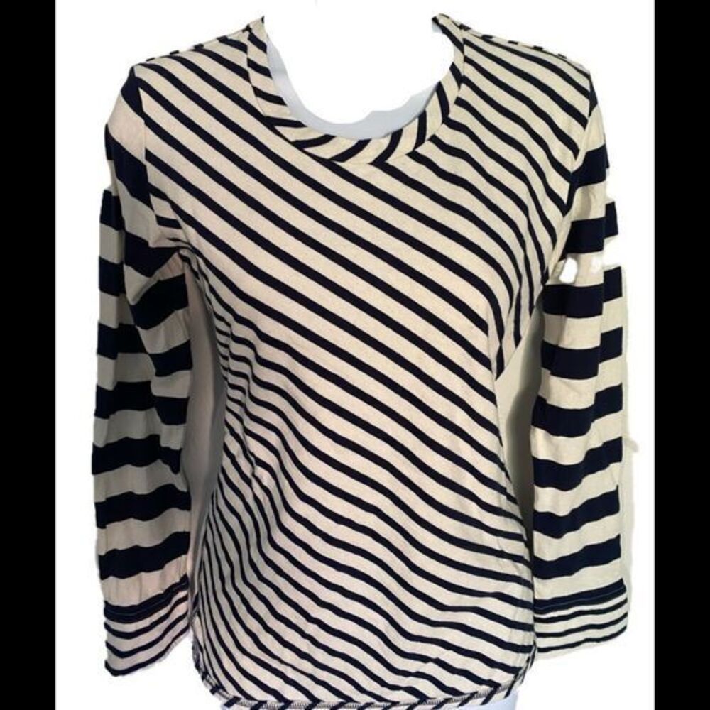 Zara SRPLS Long Sleeve Top - S navy striped , cotton